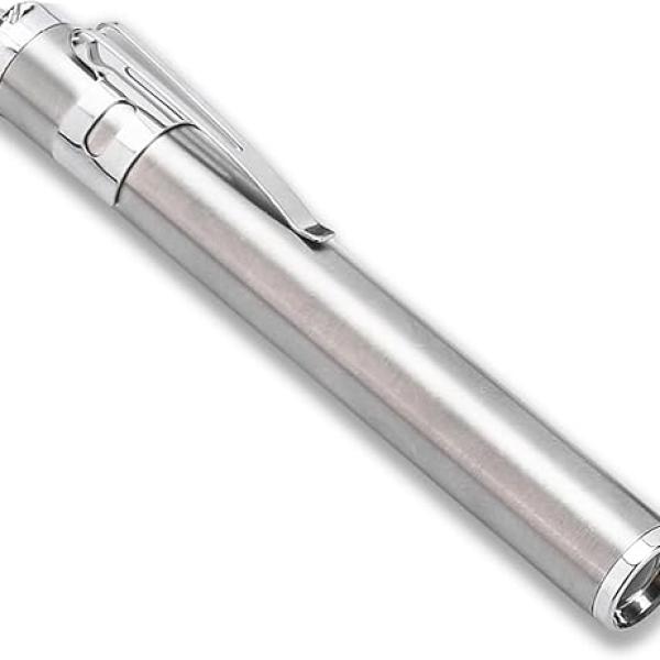 Sugra Aluminium Pocket Pen Torch for Doctors | Nurses | Medical Students | Moon Light | Super Bright | Free Battery (Silver)