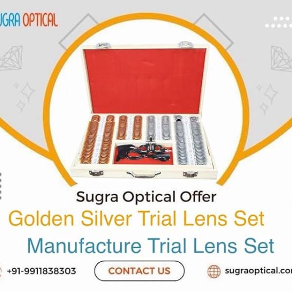 SUGRA Illuminated 225 Trial Glass Lens Set Eye Testing Box with Adjustable and Lightweight Trial Frame with Wooden Box